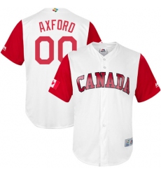 Men's Canada Baseball Majestic #00 John Axford White 2017 World Baseball Classic Replica Team Jersey