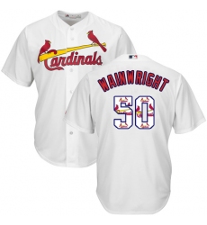 Men's Majestic St. Louis Cardinals #50 Adam Wainwright Authentic White Team Logo Fashion Cool Base MLB Jersey
