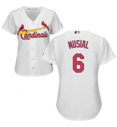 Women's Majestic St. Louis Cardinals #6 Stan Musial Authentic White Home Cool Base MLB Jersey