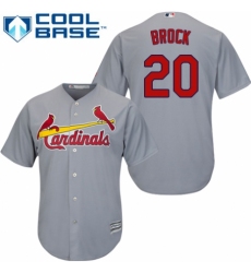 Men's Majestic St. Louis Cardinals #20 Lou Brock Replica Grey Road Cool Base MLB Jersey