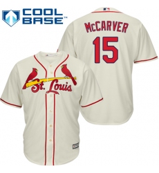 Youth Majestic St. Louis Cardinals #15 Tim McCarver Replica Cream Alternate Cool Base MLB Jersey