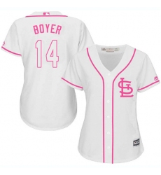 Women's Majestic St. Louis Cardinals #14 Ken Boyer Authentic White Fashion Cool Base MLB Jersey