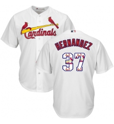 Men's Majestic St. Louis Cardinals #37 Keith Hernandez Authentic White Team Logo Fashion Cool Base MLB Jersey