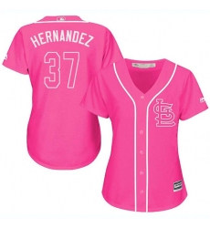 Women's Majestic St. Louis Cardinals #37 Keith Hernandez Authentic Pink Fashion Cool Base MLB Jersey