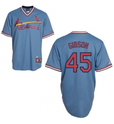 Men's Majestic St. Louis Cardinals #45 Bob Gibson Replica Blue Cooperstown Throwback MLB Jersey