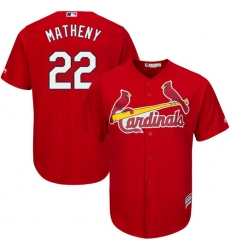 Youth Majestic St. Louis Cardinals #22 Mike Matheny Authentic Red Alternate Cool Base MLB Jersey