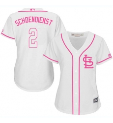 Women's Majestic St. Louis Cardinals #2 Red Schoendienst Replica White Fashion Cool Base MLB Jersey