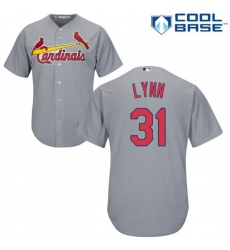 Youth Majestic St. Louis Cardinals #31 Lance Lynn Replica Grey Road Cool Base MLB Jersey
