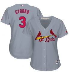 Women's Majestic St. Louis Cardinals #3 Jedd Gyorko Authentic Grey Road Cool Base MLB Jersey