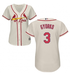 Women's Majestic St. Louis Cardinals #3 Jedd Gyorko Replica Cream Alternate Cool Base MLB Jersey