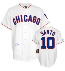 Men's Mitchell and Ness Chicago Cubs #10 Ron Santo Authentic White 1968 Throwback MLB Jersey