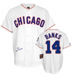 Men's Mitchell and Ness Chicago Cubs #14 Ernie Banks Authentic White 1968 Throwback MLB Jersey