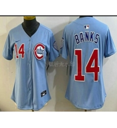 Women's Chicago Cubs #14 Ernie Banks Baby Blue Limited Jersey