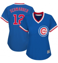 Women's Majestic Chicago Cubs #12 Kyle Schwarber Authentic Royal Blue Cooperstown MLB Jersey