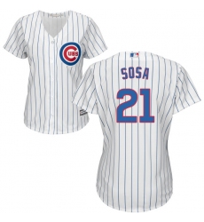 Women's Majestic Chicago Cubs #21 Sammy Sosa Authentic White Home Cool Base MLB Jersey