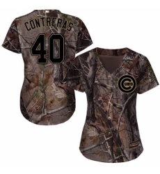 Women's Majestic Chicago Cubs #40 Willson Contreras Authentic Camo Realtree Collection Flex Base MLB Jersey