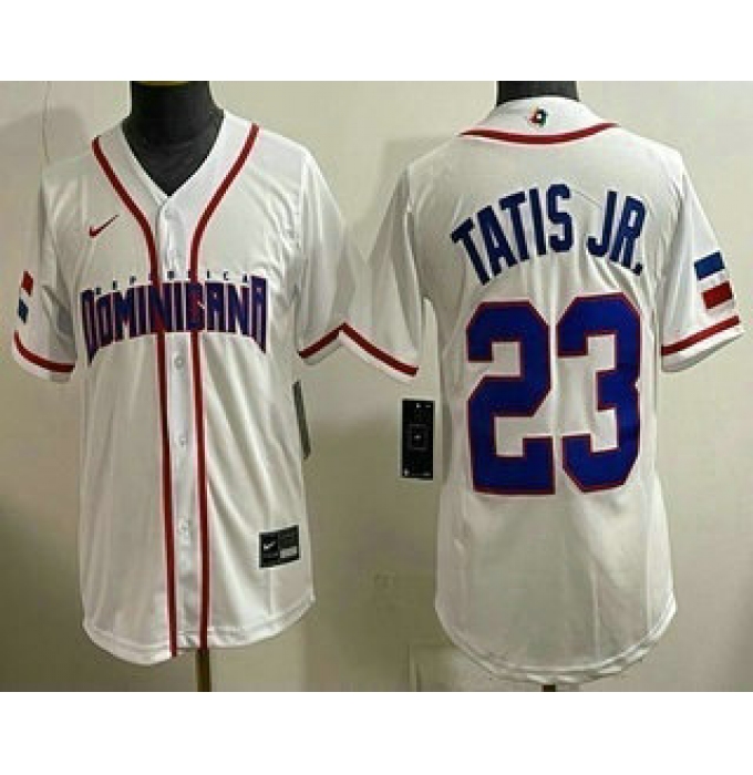 Women's Dominican #23 Fernando Tatis Jr White 2026 World Baseball Classic Cool Base Jersey