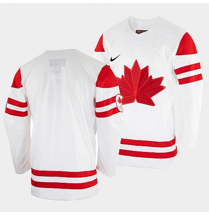 Men's Blank Canada Hockey White 2022 Beijing Winter Olympic Home Rrplica Jersey