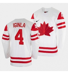 Men's Jarome Iginla Canada Hockey White 2022 Winter Olympic #4 Salt Lake City Jersey
