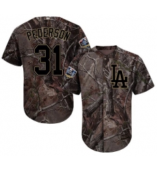 Men's Majestic Los Angeles Dodgers #31 Joc Pederson Authentic Camo Realtree Collection Flex Base 2018 World Series MLB Jersey