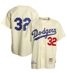 Men's Mitchell and Ness Los Angeles Dodgers #32 Sandy Koufax Authentic Cream Throwback MLB Jersey
