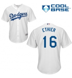 Men's Majestic Los Angeles Dodgers #16 Andre Ethier Replica White Home Cool Base MLB Jersey