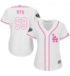 Women's Majestic Los Angeles Dodgers #99 Hyun-Jin Ryu Authentic White Fashion Cool Base 2018 World Series MLB Jersey