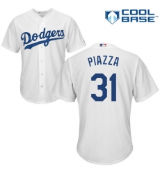 Men's Majestic Los Angeles Dodgers #31 Mike Piazza Replica White Home Cool Base MLB Jersey