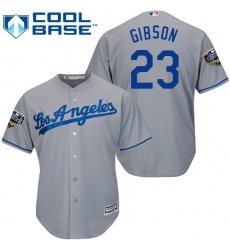 Youth Majestic Los Angeles Dodgers #23 Kirk Gibson Authentic Grey Road Cool Base 2018 World Series MLB Jersey