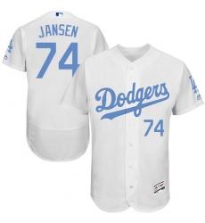 Men's Majestic Los Angeles Dodgers #74 Kenley Jansen Authentic White 2016 Father's Day Fashion Flex Base MLB Jersey