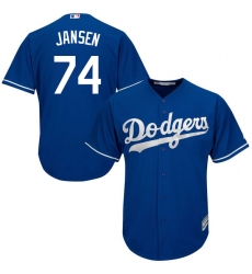 Youth Majestic Los Angeles Dodgers #74 Kenley Jansen Authentic Royal Blue Alternate Cool Base MLB Jersey