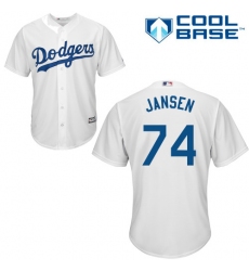 Youth Majestic Los Angeles Dodgers #74 Kenley Jansen Authentic White Home Cool Base MLB Jersey