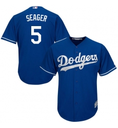 Men's Majestic Los Angeles Dodgers #5 Corey Seager Authentic Royal Blue Alternate Cool Base MLB Jersey