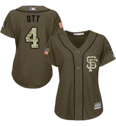 Women's Majestic San Francisco Giants #4 Mel Ott Authentic Green Salute to Service MLB Jersey