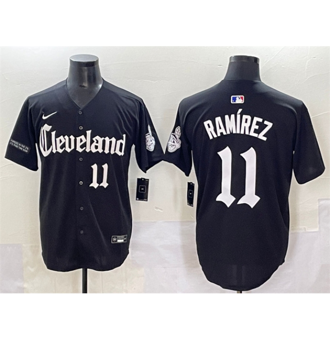 Men's Cleveland Guardians #11 José Ramírez Black Gothic Vapor Premier Limited Stitched Baseball Jersey