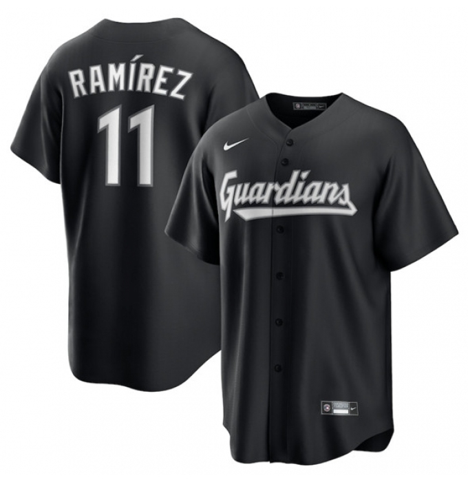 Men's Cleveland Guardians #11 José Ramírez Black Lights Out Limited Stitched Baseball Jersey