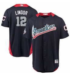 Youth Majestic Cleveland Indians #12 Francisco Lindor Game Navy Blue American League 2018 MLB All-Star MLB Jersey