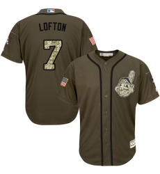Youth Majestic Cleveland Indians #7 Kenny Lofton Replica Green Salute to Service MLB Jersey