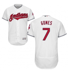 Men's Majestic Cleveland Indians #7 Yan Gomes White Home Flex Base Authentic Collection MLB Jersey