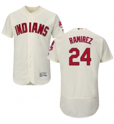 Men's Majestic Cleveland Indians #24 Manny Ramirez Cream Alternate Flex Base Authentic Collection MLB Jersey