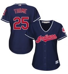 Women's Majestic Cleveland Indians #25 Jim Thome Authentic Navy Blue Alternate 1 Cool Base MLB Jersey
