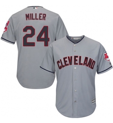 Youth Majestic Cleveland Indians #24 Andrew Miller Replica Grey Road Cool Base MLB Jersey