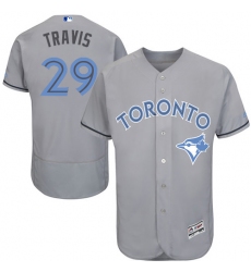 Men's Majestic Toronto Blue Jays #29 Devon Travis Authentic Gray 2016 Father's Day Fashion Flex Base MLB Jersey
