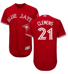 Men's Majestic Toronto Blue Jays #21 Roger Clemens Scarlet Flexbase Authentic Collection Alternate MLB Jersey