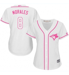 Women's Majestic Toronto Blue Jays #8 Kendrys Morales Replica White Fashion Cool Base MLB Jersey