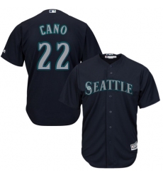 Youth Majestic Seattle Mariners #22 Robinson Cano Replica Navy Blue Alternate 2 Cool Base MLB Jersey