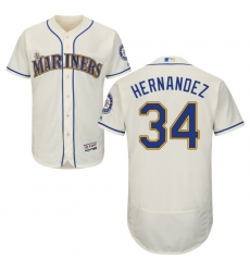 Men's Majestic Seattle Mariners #34 Felix Hernandez Cream Alternate Flex Base Authentic Collection MLB Jersey
