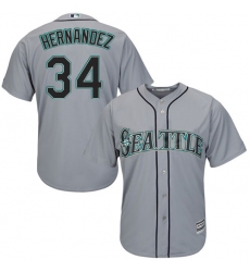 Youth Majestic Seattle Mariners #34 Felix Hernandez Authentic Grey Road Cool Base MLB Jersey