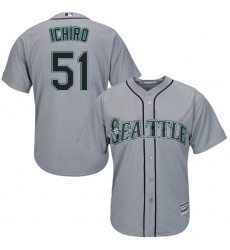 Youth Majestic Seattle Mariners #51 Ichiro Suzuki Authentic Grey Road Cool Base MLB Jersey