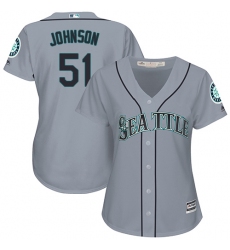 Women's Majestic Seattle Mariners #51 Randy Johnson Replica Grey Road Cool Base MLB Jersey